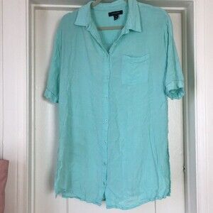 Atmosphere swimsuit beach button down blue gauze coverup womens size med